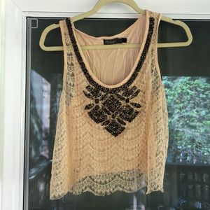 See-through front tank with gorgeous beading